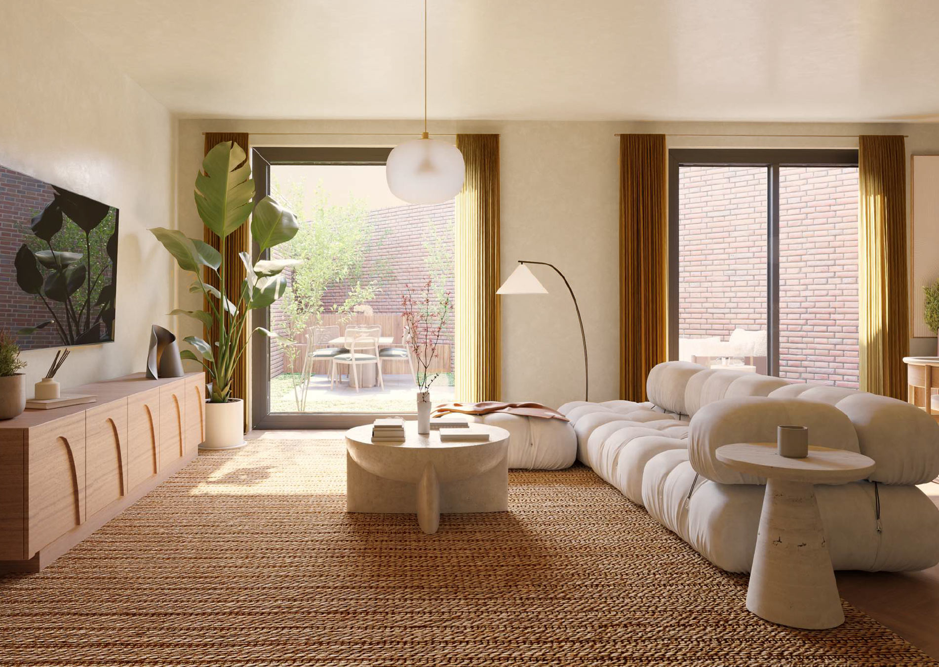 Ground floor apartment living room in Roden House, Clapham