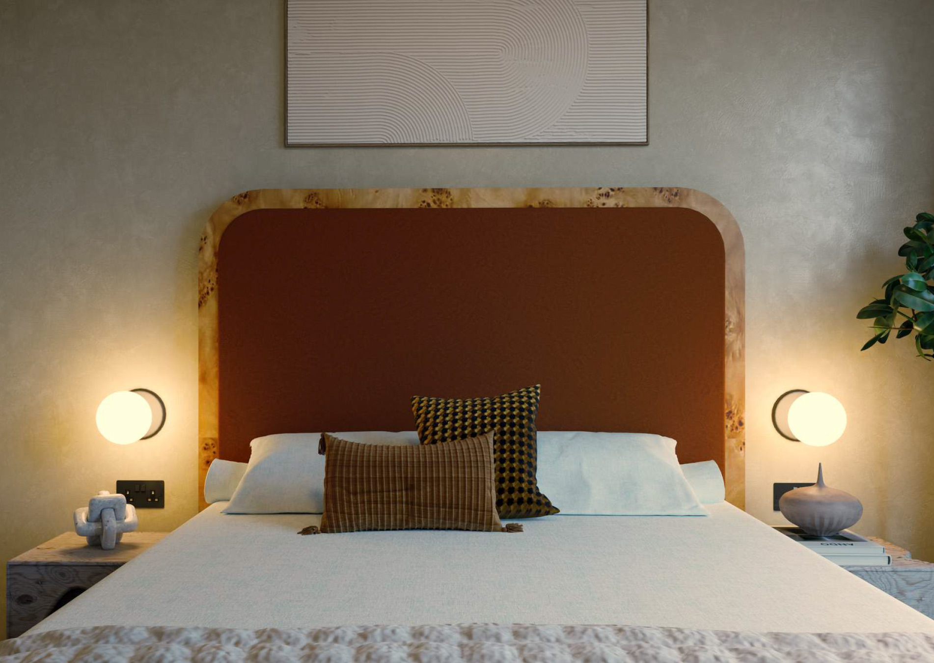 Apartment bedroom in Roden House, Clapham